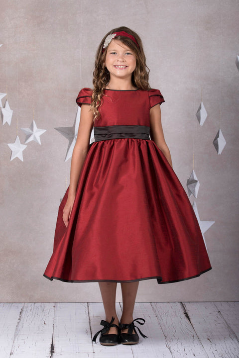 Classic Elizabeth Satin Dress With Sleeves