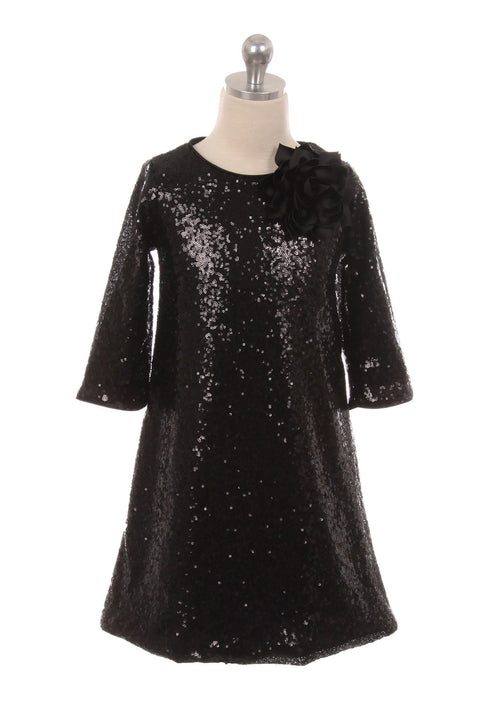 3/4 Sleeve Sequin Girl Dress