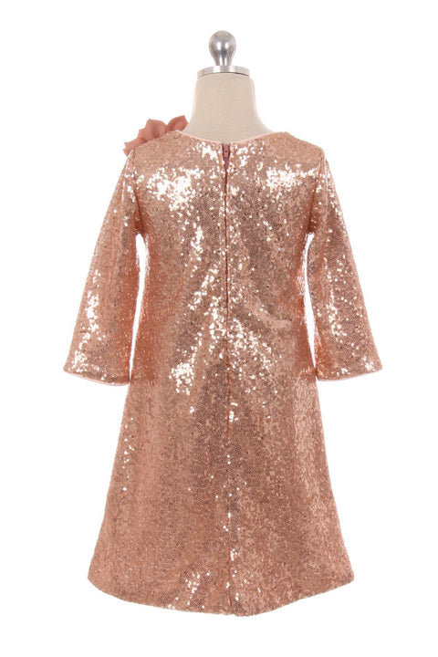 3/4 Sleeve Sequin Girl Dress