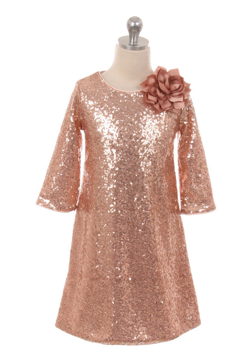 3/4 Sleeve Sequin Girl Dress