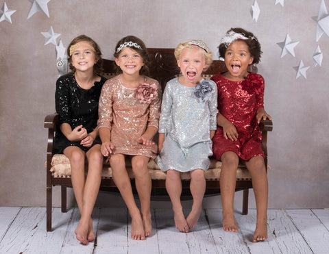 3/4 Sleeve Sequin Girl Dress