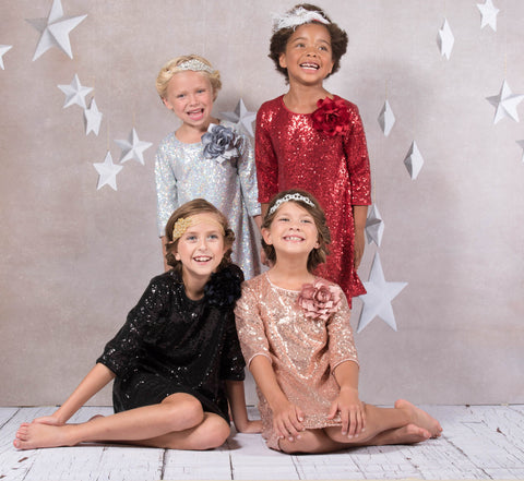 3/4 Sleeve Sequin Girl Dress