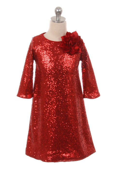 3/4 Sleeve Sequin Girl Dress
