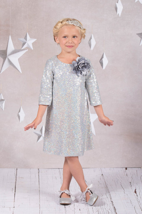 3/4 Sleeve Sequin Girl Dress
