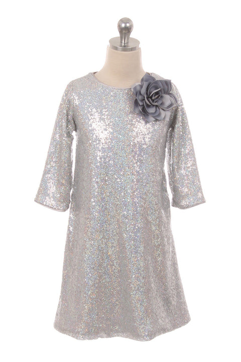 3/4 Sleeve Sequin Girl Dress