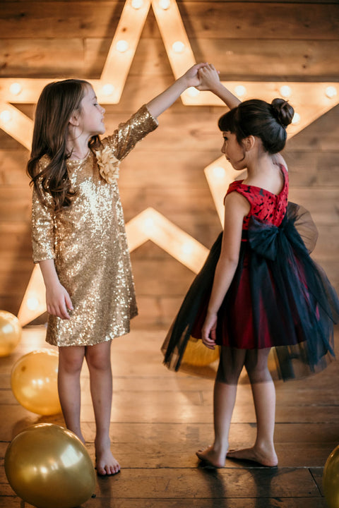 3/4 Sleeve Sequin Girl Dress