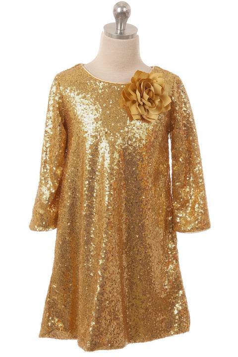 3/4 Sleeve Sequin Girl Dress