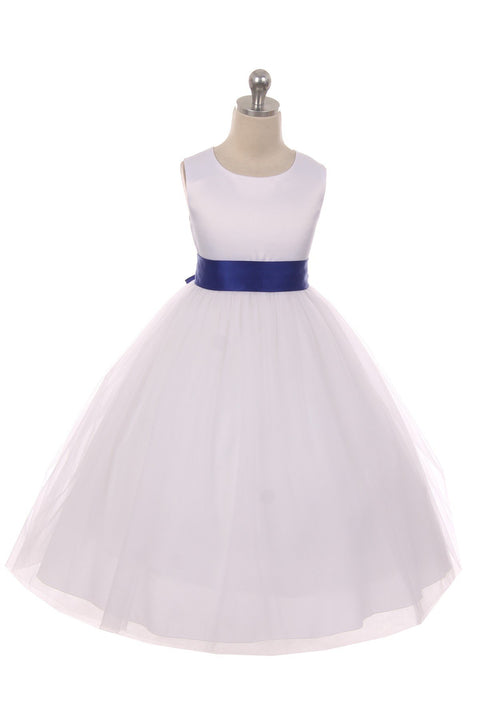 Satin Sash Bow Girl Dress (Ivory Dress)