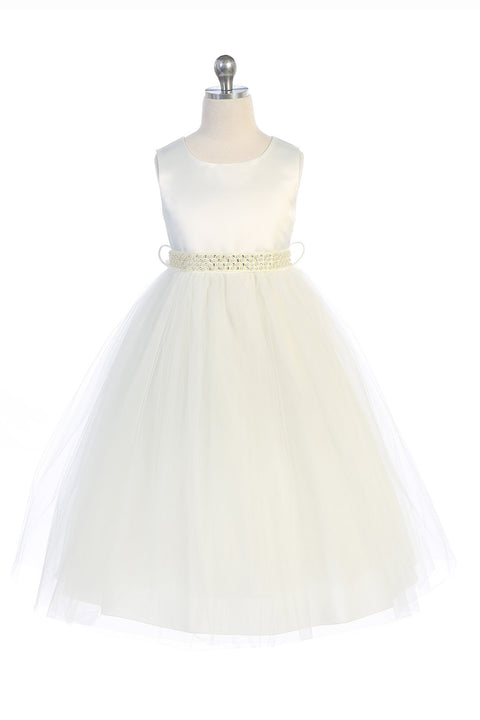 Pearl Rhinestone Satin Tulle Dress