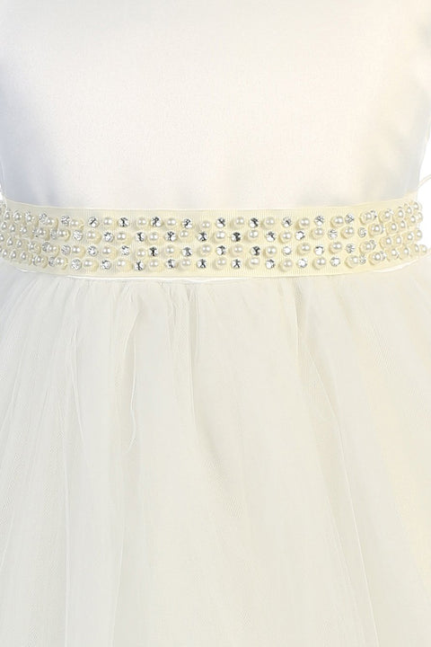 Pearl Rhinestone Satin Tulle Dress
