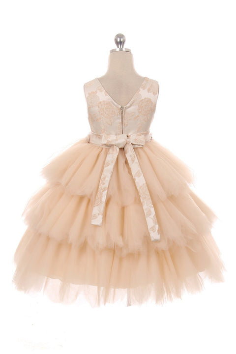 Rose Brocade 10 Layer Illusion Dress