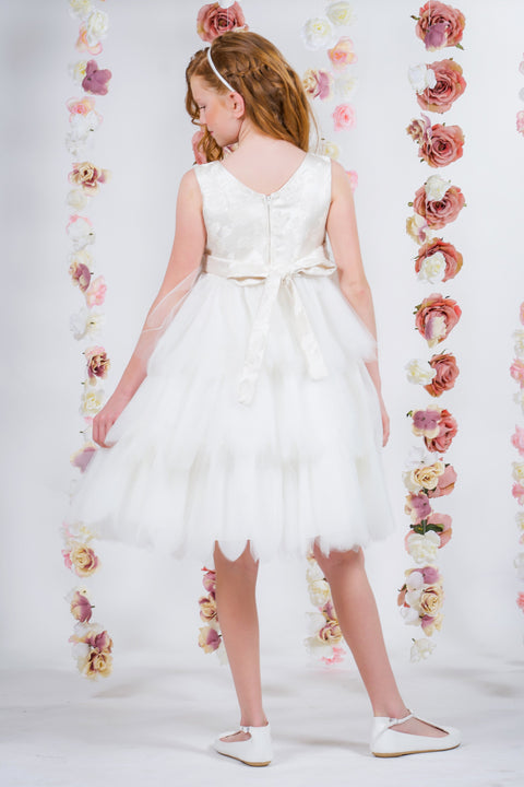 Rose Brocade 10 Layer Illusion Dress