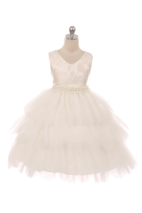 Rose Brocade 10 Layer Illusion Dress