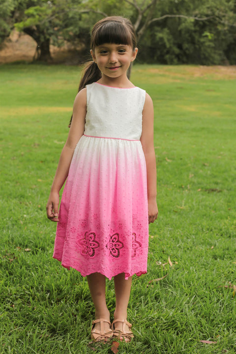 Ombre Cotton Cut Out Dress