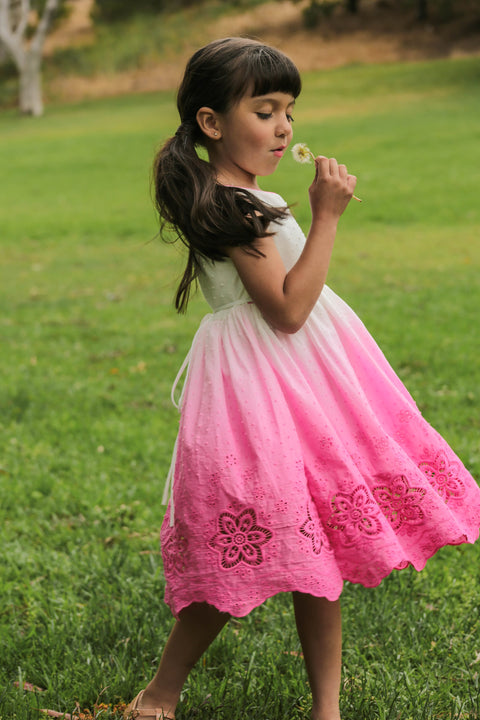 Ombre Cotton Cut Out Dress