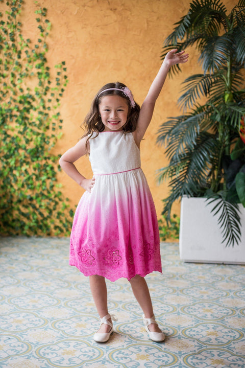 Ombre Cotton Cut Out Dress