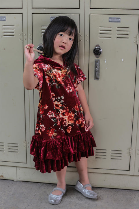 Floral Hoodie Ruffle Dress