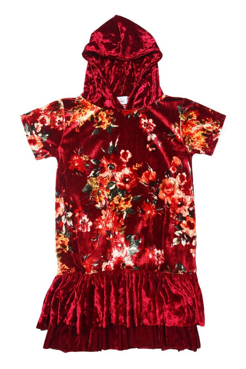 Floral Hoodie Ruffle Dress
