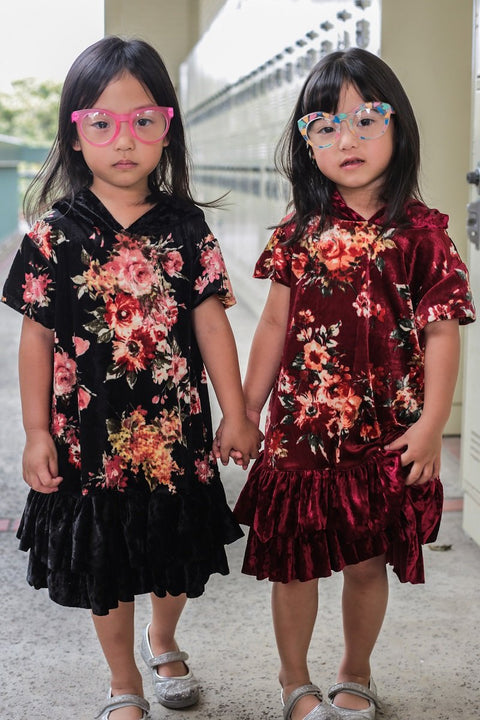 Floral Hoodie Ruffle Dress