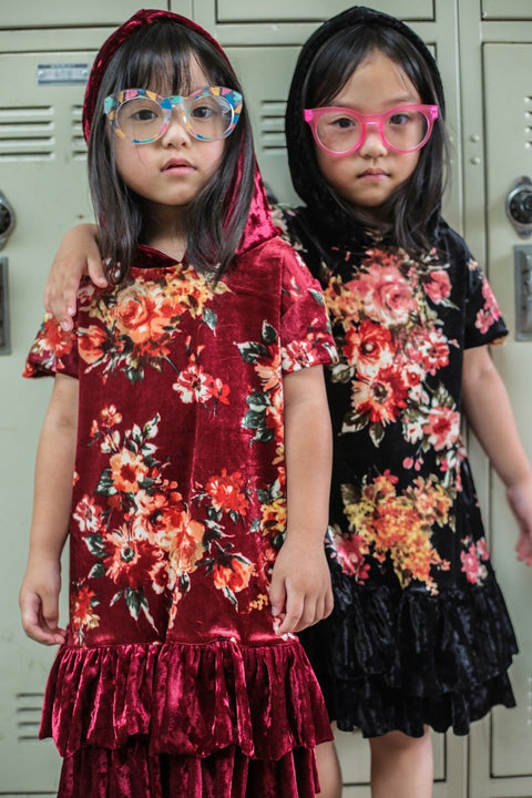 Floral Hoodie Ruffle Dress
