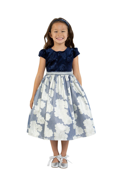 Velvet Metallic Floral Dress
