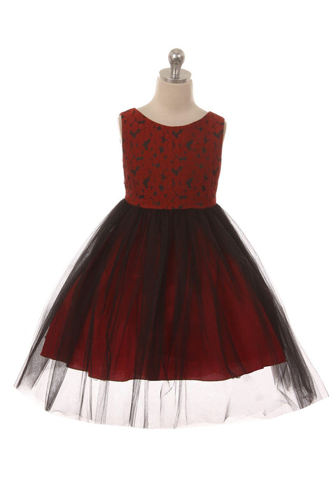 Plus Size Floral Jacquard Tulle Dress