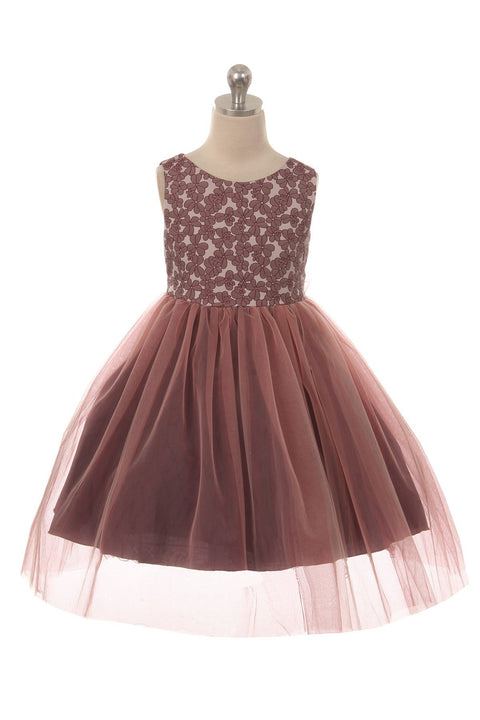 Plus Size Floral Jacquard Tulle Dress