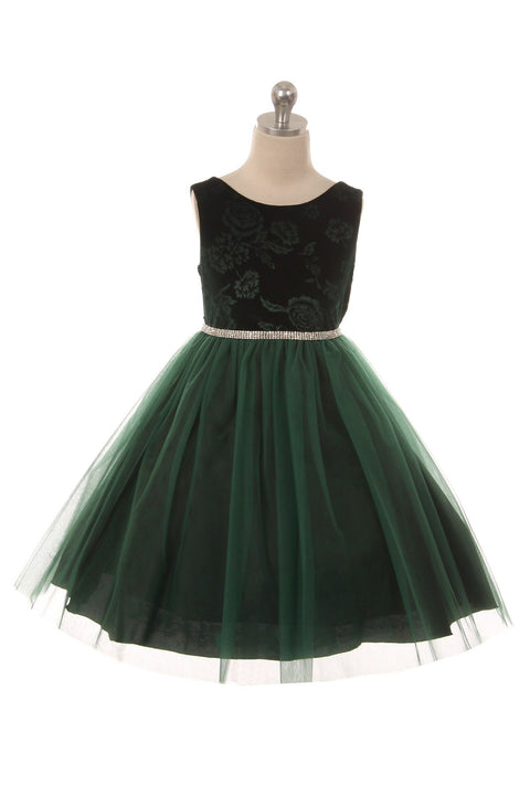 Embossed Floral Velvet Tulle Dress