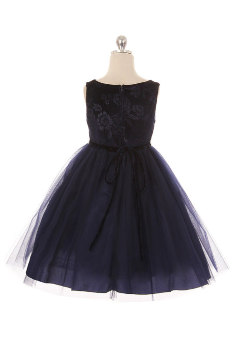 Embossed Floral Velvet Tulle Dress