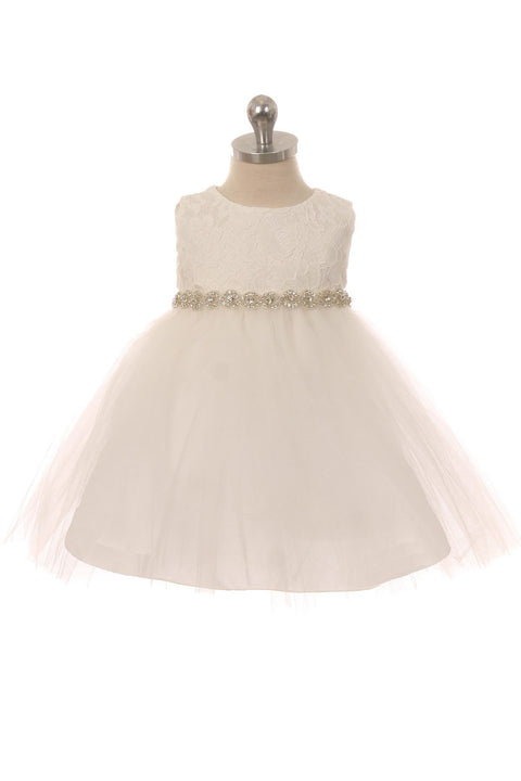 Lace Baby Dress w/ Rhinestone Trim