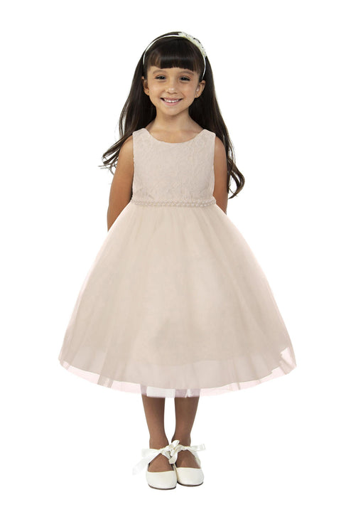 Lace Dress w/ Thick Pearl Trim