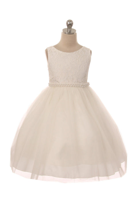Lace Dress w/ Thick Pearl Trim