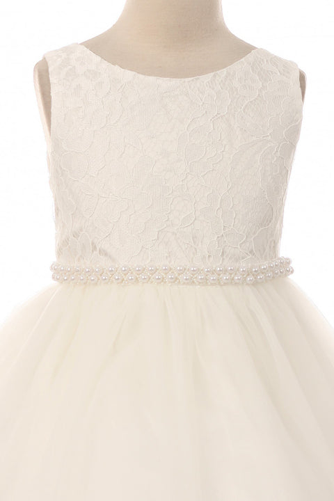 Lace Dress w/ Thick Pearl Trim