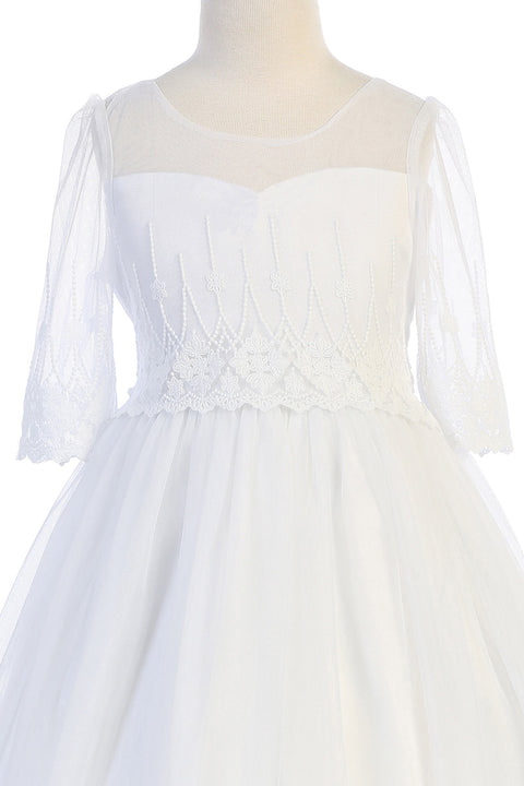 Embroidery Mesh Half Sleeve Dress