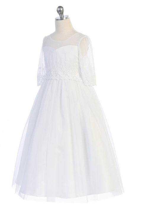 Embroidery Mesh Half Sleeve Dress