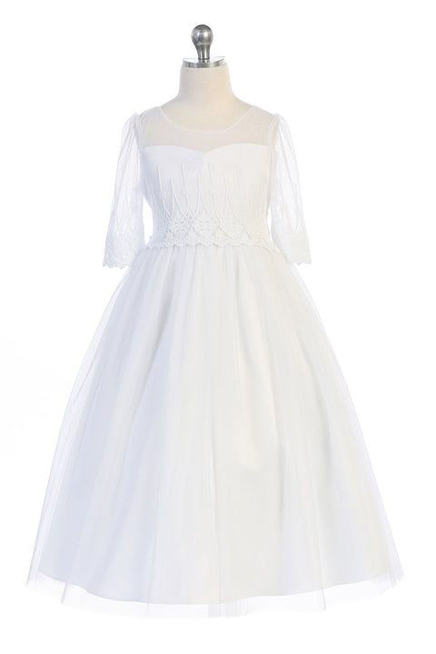 Embroidery Mesh Half Sleeve Dress