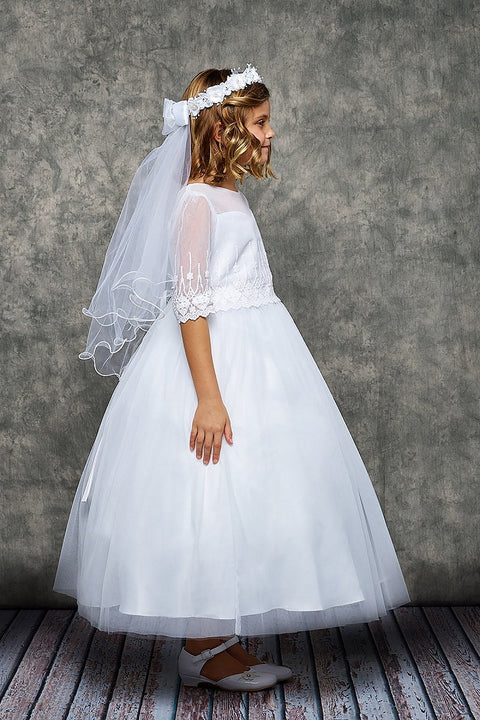 Embroidery Mesh Half Sleeve Dress