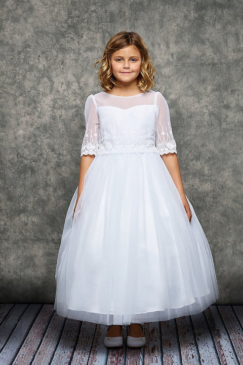 Embroidery Mesh Half Sleeve Dress