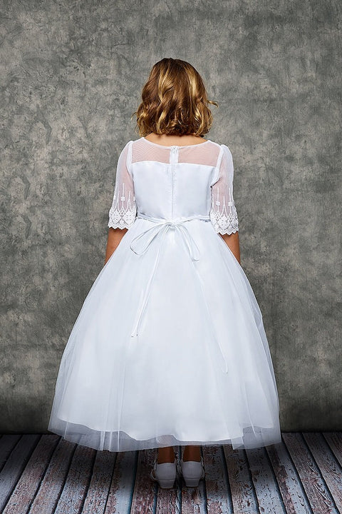 Embroidery Mesh Half Sleeve Dress