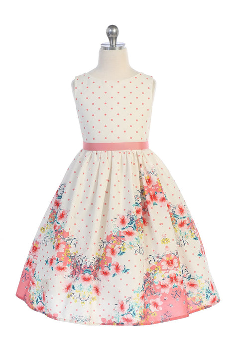 Chevron Floral Cotton Dress