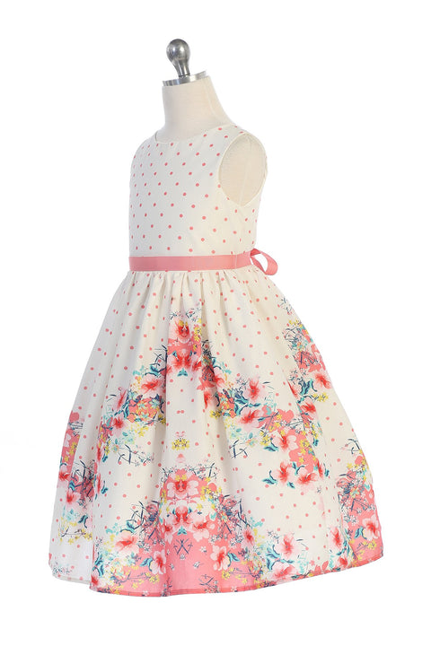 Chevron Floral Cotton Dress