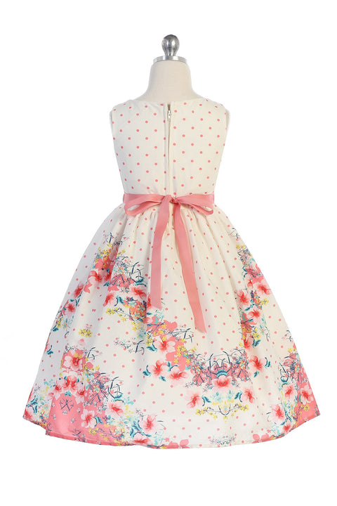 Chevron Floral Cotton Dress