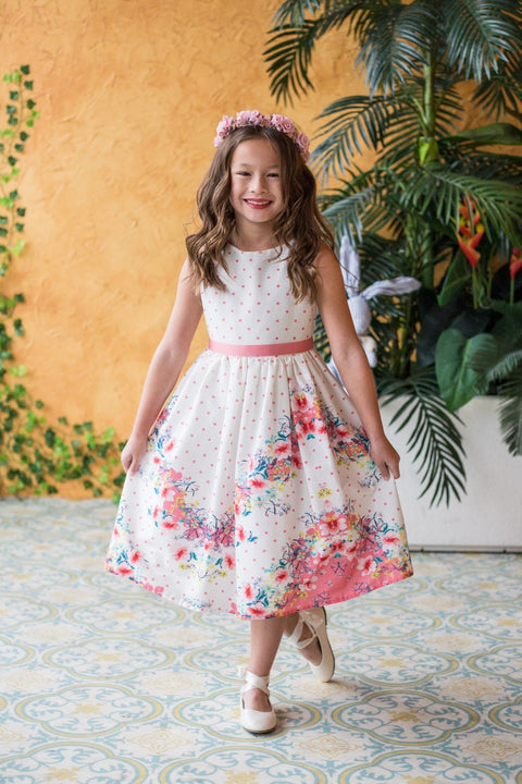 Chevron Floral Cotton Dress