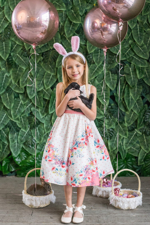 Chevron Floral Cotton Dress