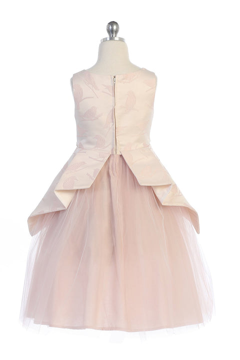 Bird Pleated Peplum Dress