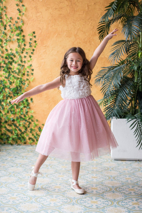 3D Ruffle Glitter Skirt Dress