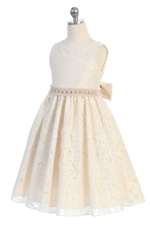 Lace V Back Bow Dress