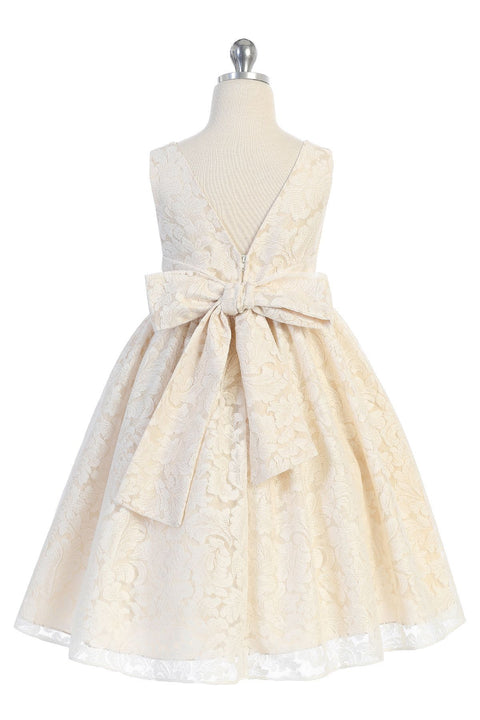 Lace V Back Bow Dress