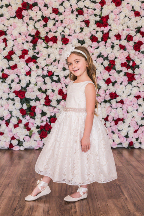 Lace V Back Bow Dress