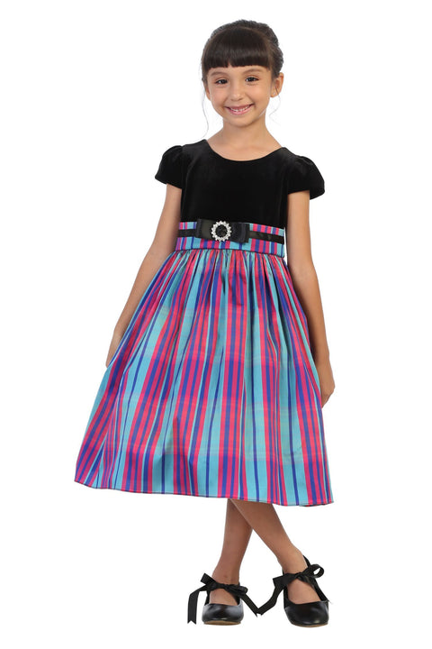 Velvet Sleeve Plaid Dress